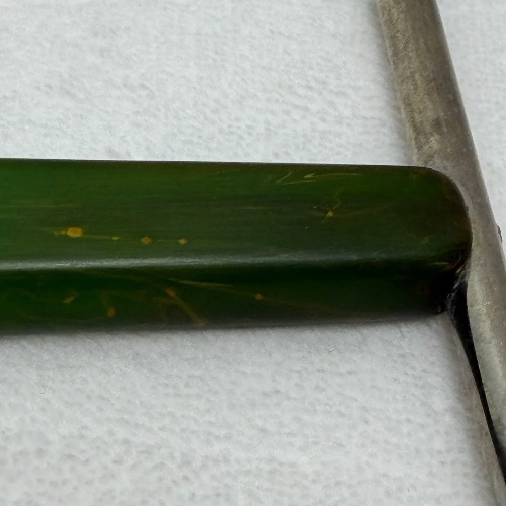 VTG MCM Green Swirl Bakelite Handle Cheese Slicer Stainless Steel Wire Cutter
